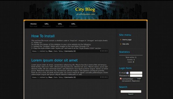 City Blog Theme for uCoz