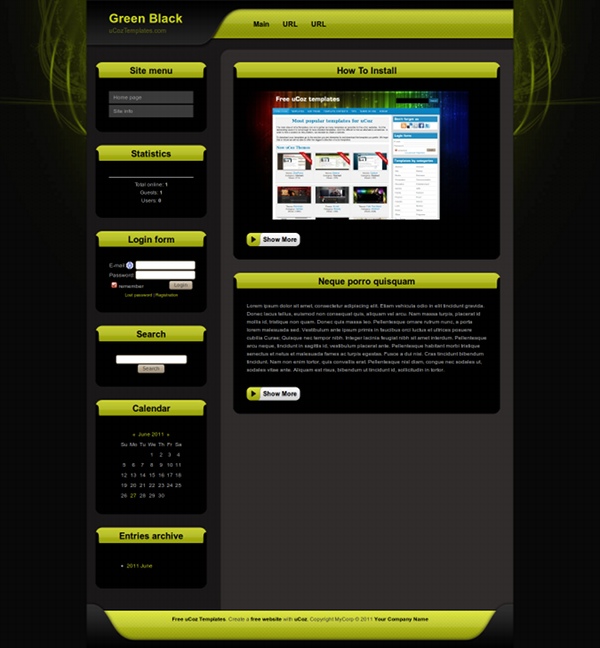 Green Black Theme for uCoz