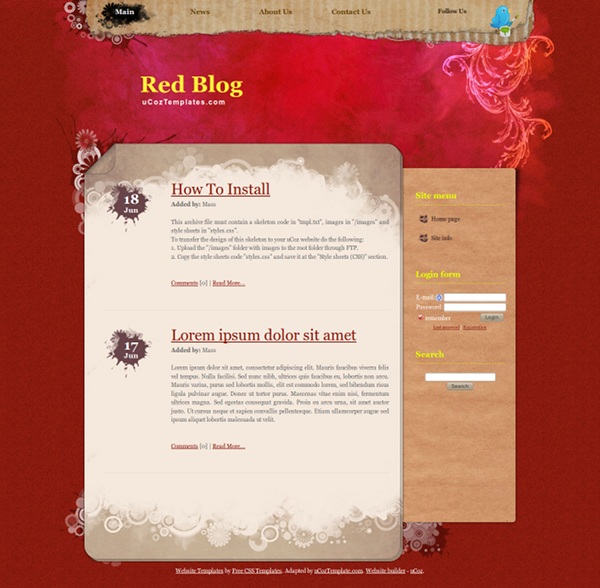 Red Blog Theme for uCoz