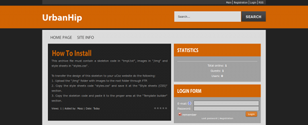 UrbanHip Orange Theme for uCoz